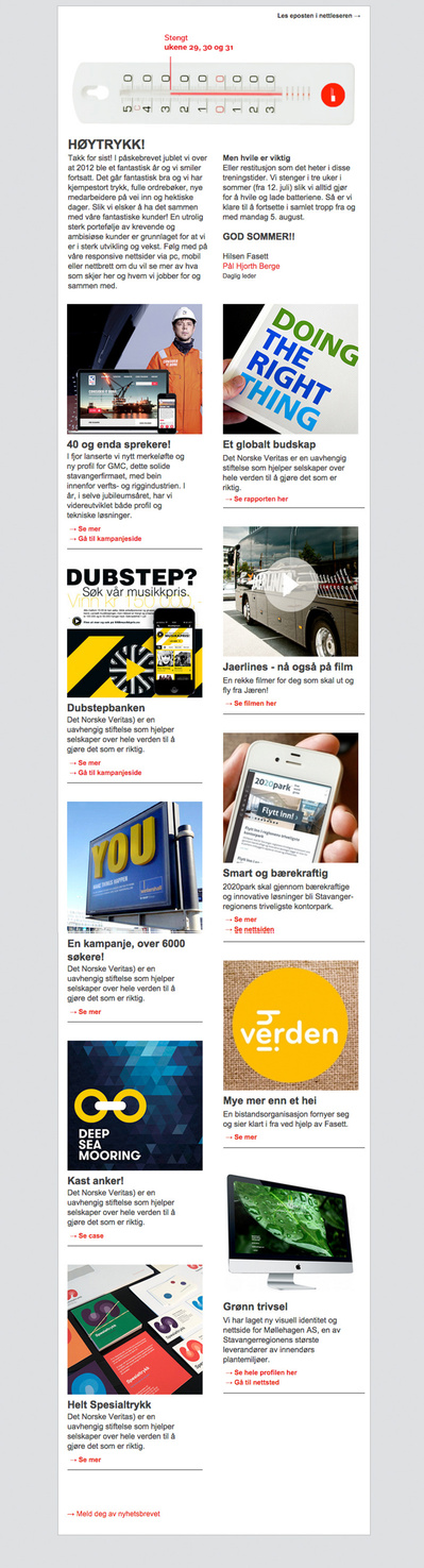 Fasett newsletter 2014 - Mailchimp template design & development