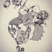 tatouage spirituel coeur fleurs poétique féminin