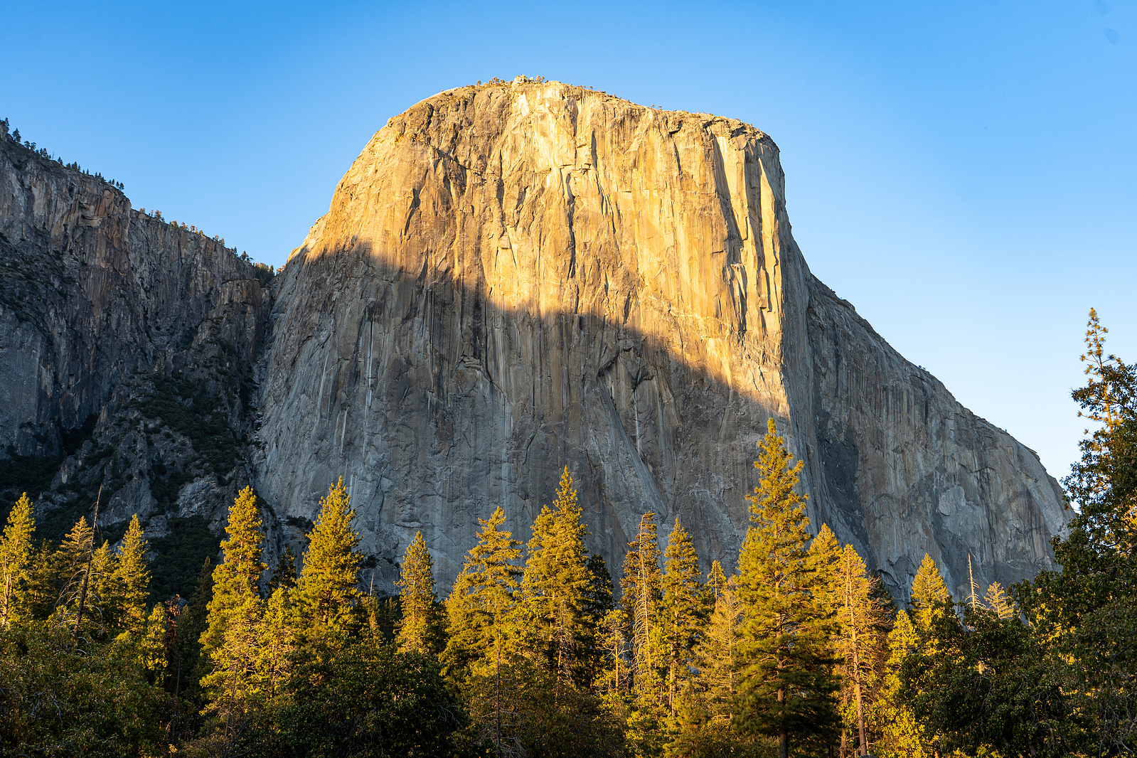El Capitan at sunset in Yosemite National Park in California.