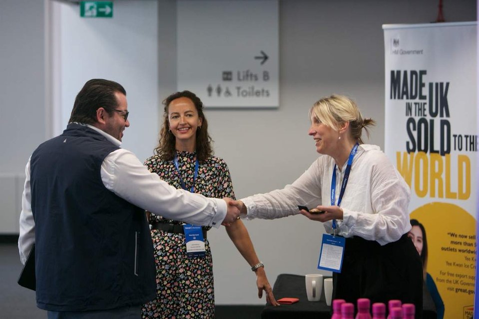 Handshake with exhibitor at London Corporate Event