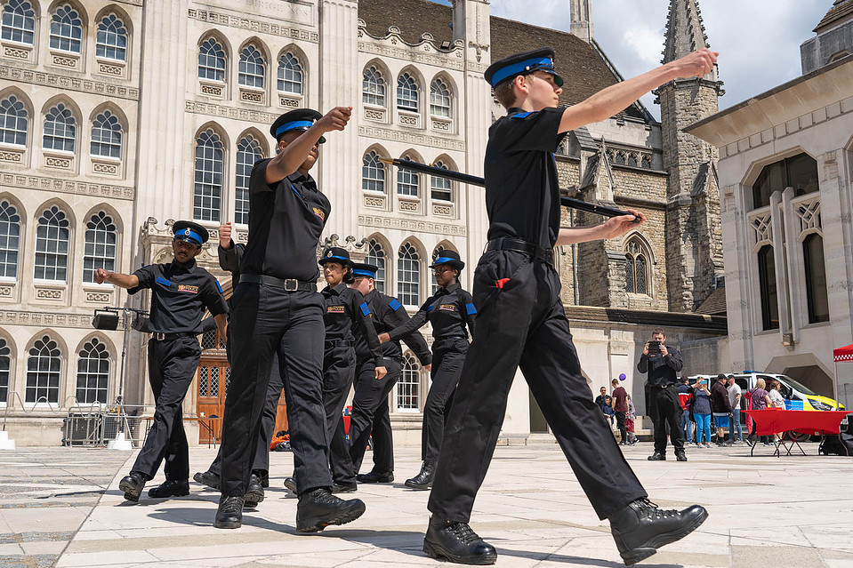 City of London Police Cadets on parade in Guildhall Yard, London EC2.