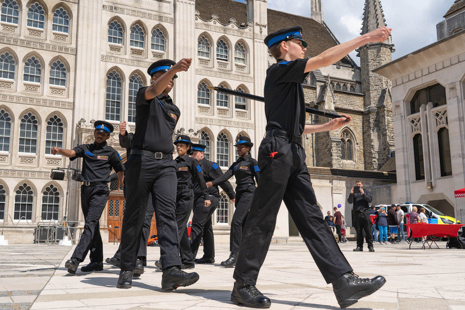City of London Police Cadets on parade in Guildhall Yard, London EC2.