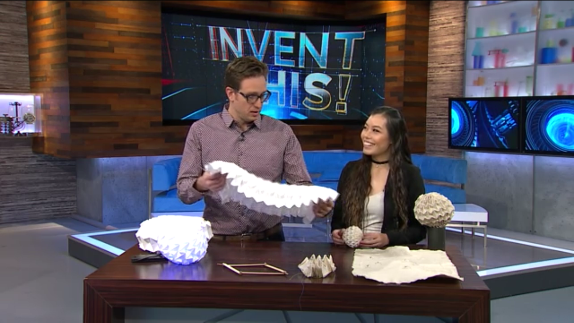Daily Planet host Dan Riskin with Angel Ho, inventor of the Tactilight