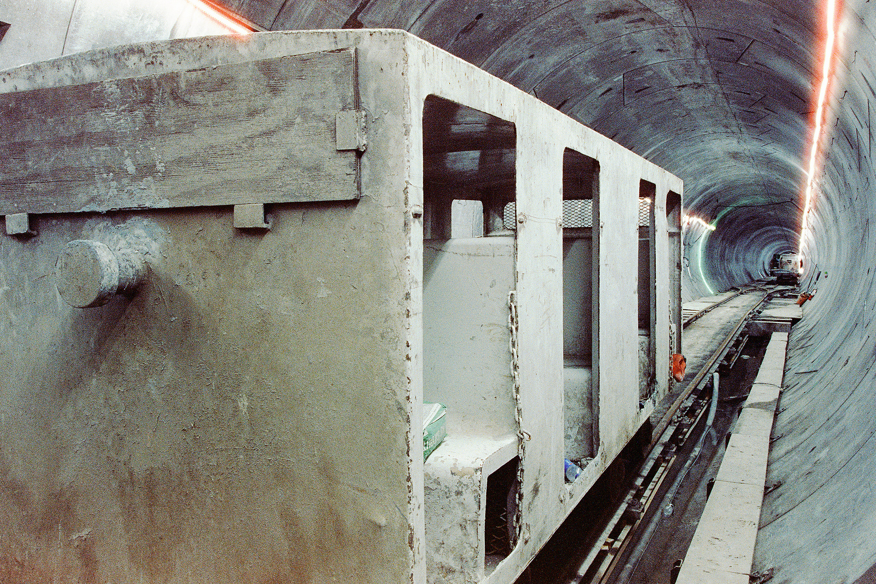 tunnel workers train car photo
