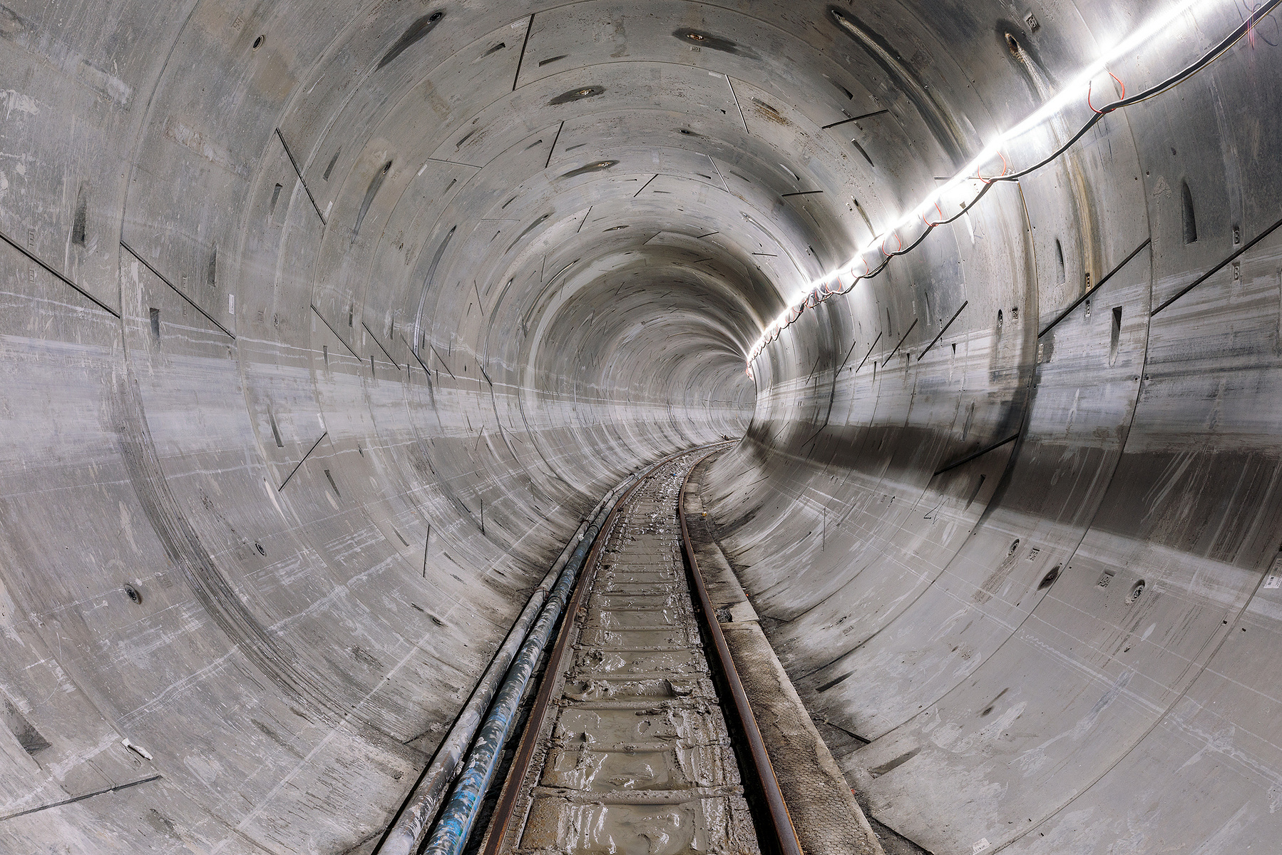 train tracks in storm drain