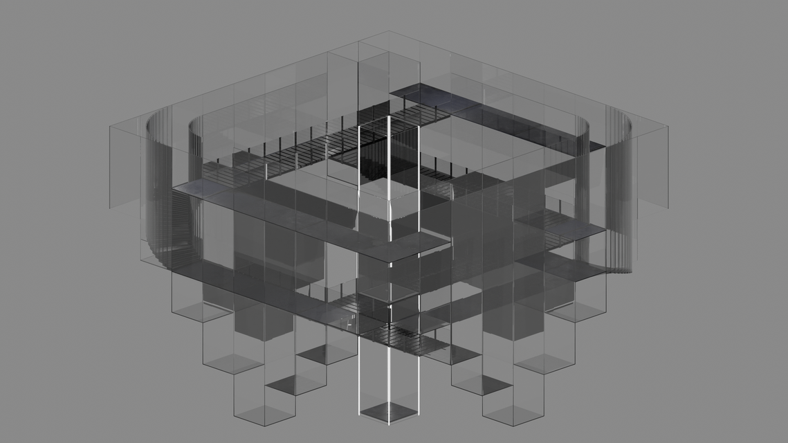 Iteration II: Sector F
An underground sector that has a silhouette inspired by an inversed pyramid and traditional mazes.