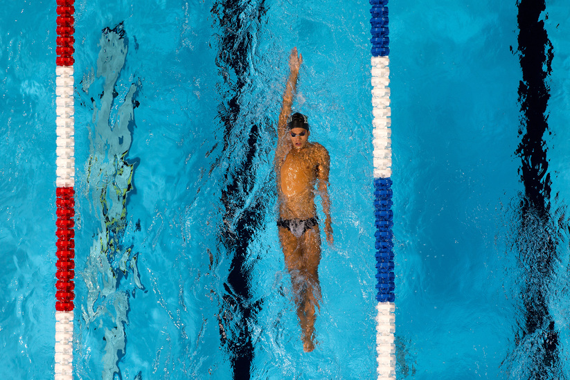 OMAHA, NEB., -- 06/27/2016.A swimmer warms up before the 2016 U.S. Olympic Team Trials at the CenturyLink Center in Omaha, Neb., Monday, June 27th, 2016. MEGAN FARMER/THE WORLD-HERALD