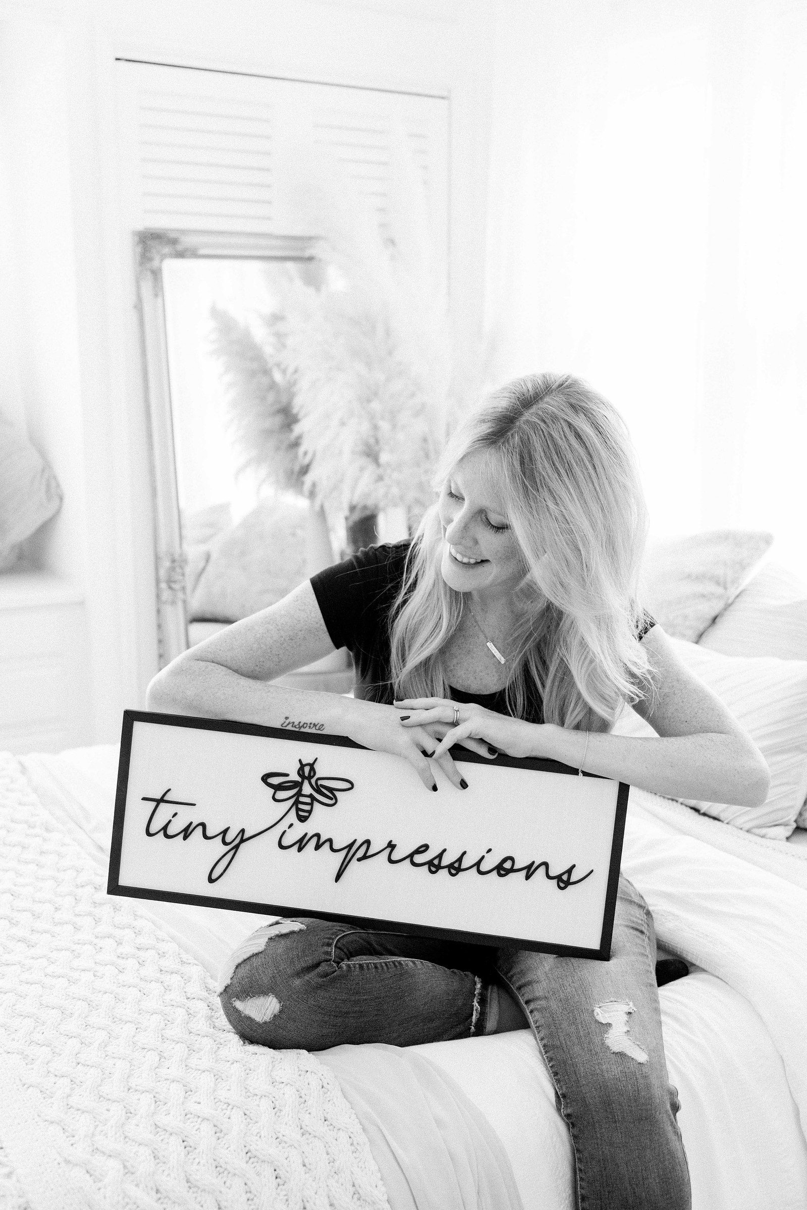 Business owner in a studio in Grimsby. Niagara Photographer. Portrait Photography, Branding Photography, Light & Airy Photography. Emily VanderBeek Photography. Emily VanderBeek Photo.