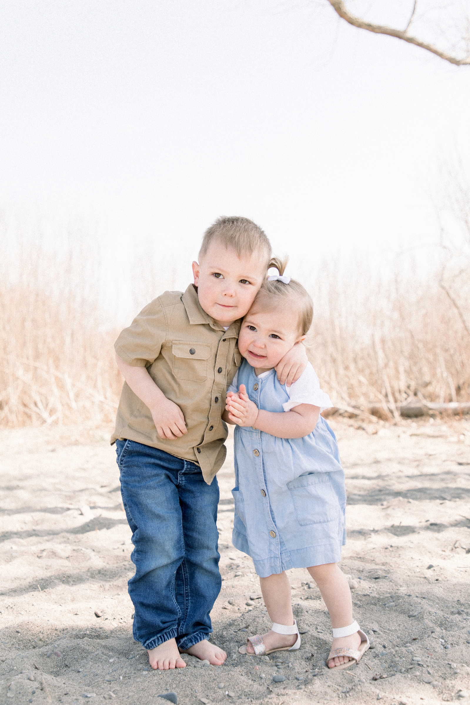 Portrait of siblings on the beach, Niagara family photography, beach photo session