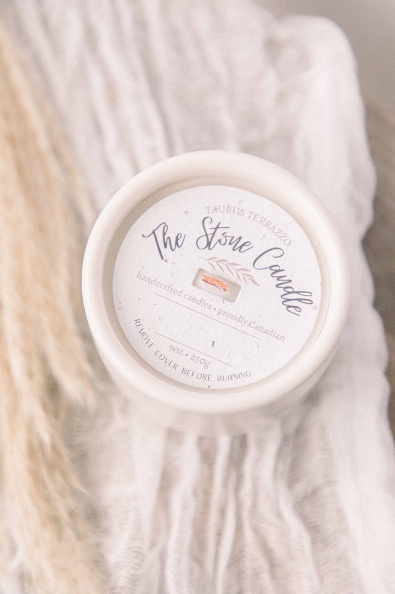 Detail photo of a candle for a small business, branding session, Emily VanderBeek Photography, Portrait and Family photography, Niagara Photographer, Champlain Photographer, Vaudreuil-Soulanges Photographer, candid photography, authentic photography.