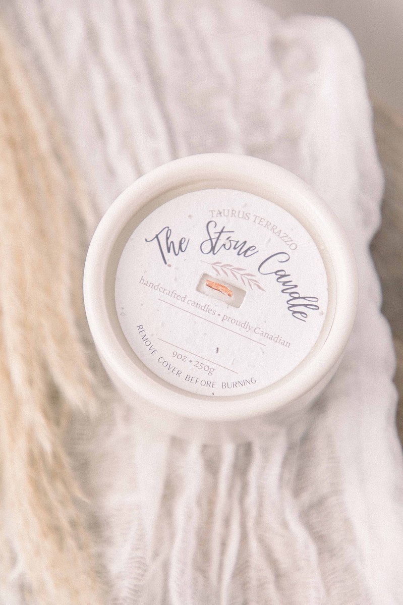 Detail photo of a candle for a small business, branding session, Emily VanderBeek Photography, Portrait and Family photography, Niagara Photographer, Champlain Photographer, Vaudreuil-Soulanges Photographer, candid photography, authentic photography.