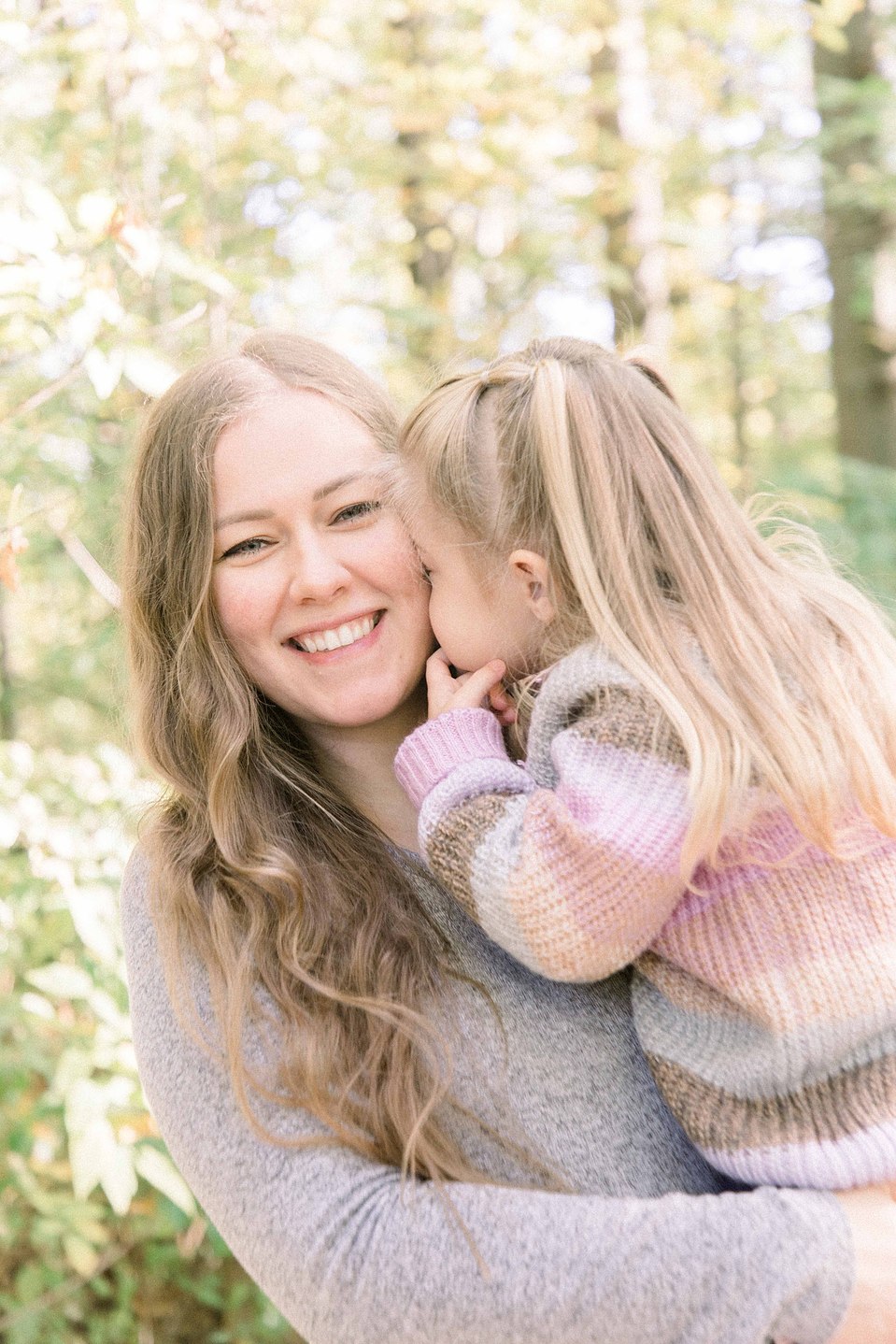 Candid portrait of little girl making silly faces at mother, Fall photos, Niagara family photographer, family photography, Niagara portrait photographer, portrait photography, Emily VanderBeek Photography.
