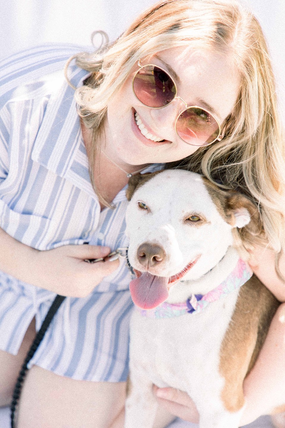 Portrait of dog and owner in front of a white backdrop, Niagara portrait photographer, portrait photography, Niagara family photographer, family photography, pet photography, Emily VanderBeek Photography.
