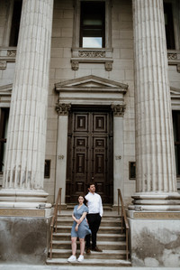 Old Montreal Engagement Photo, Montreal Engagement Photo, Montreal Pre-Wedding photographer, Montreal wedding Photographer, Danielle and Andrew's MTL engagement photographer, Tommy Cafe Montreal, Le Petit Dep Montreal