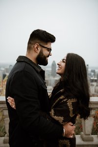Montreal surprise proposal photographer; Surprise marriage proposal photographer MTL; Chalet du Mont Royal surprise proposal; Harleen and Mehtab's Montreal marriage proposal; John KOO Photography; Kondiaronk Belvedere surprise proposal photographer