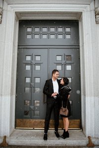 Montreal surprise marriage proposal photographer; Montreal wedding Photographer; Saint Joseph's Oratory surprise proposal; Kay and Gopi's Montreal surprise proposal photographer; Surprise proposal photo in Montreal; Winter surprise proposal