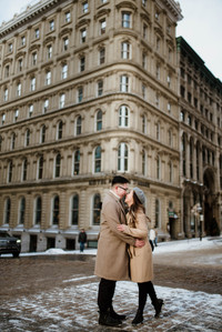 Montreal surprise marriage proposal photographer; Notre Dame Basilica surprise proposal; Old Montreal surprise proposal photographer; Rachel and Justin's Montreal surprise proposal photographer; She said yes; Winter surprise proposal Montreal