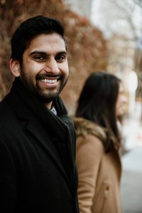 Carré Saint-Louis marriage proposal photo; Komal and Vishal's surprise proposal; Montreal surprise photographer; Plateau Mont-Royal surprise proposal; Square Saint-Louis surprise proposal photo