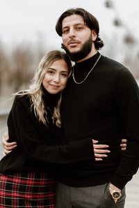 Montreal couple's anniversary portrait photoshoot, High school sweethearts photography, Montreal Portrait photographer, Old Montreal photo session