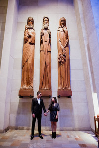 Montreal surprise marriage proposal photographer; Montreal wedding Photographer; Saint Joseph's Oratory surprise proposal; Kay and Gopi's Montreal surprise proposal photographer; Surprise proposal photo in Montreal; Winter surprise proposal