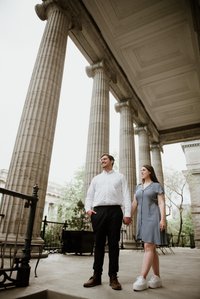 Old Montreal Engagement Photo, Montreal Engagement Photo, Montreal Pre-Wedding photographer, Montreal wedding Photographer, Danielle and Andrew's MTL engagement photographer, Tommy Cafe Montreal, Le Petit Dep Montreal