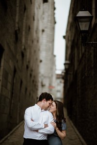 Old Montreal Engagement Photo, Montreal Engagement Photo, Montreal Pre-Wedding photographer, Montreal wedding Photographer, Danielle and Andrew's MTL engagement photographer, Tommy Cafe Montreal, Le Petit Dep Montreal