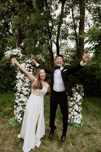 Montreal wedding Photographer; Montreal wedding photo; Carrie Ma officiant; Charlotte Flannery MUA hair stylist; FSEV wedding officiant; Jamie and Newton's wedding; John KOO Photography; Kristina Chan desserts; Longueuil wedding; Oxide design florist