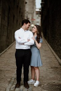 Old Montreal Engagement Photo, Montreal Engagement Photo, Montreal Pre-Wedding photographer, Montreal wedding Photographer, Danielle and Andrew's MTL engagement photographer, Tommy Cafe Montreal, Le Petit Dep Montreal