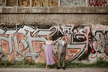 Wedding photographer in Montreal, prewedding engagement photographer, Basin Peel Montreal, Urban couple’s portrait session