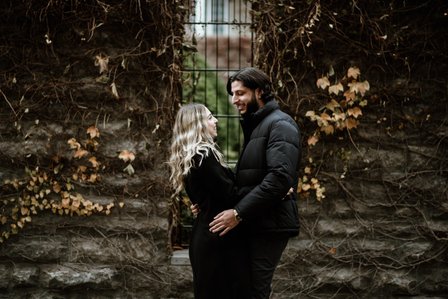 Montreal couple's anniversary portrait photoshoot, High school sweethearts photography, Montreal Portrait photographer, Old Montreal photo session