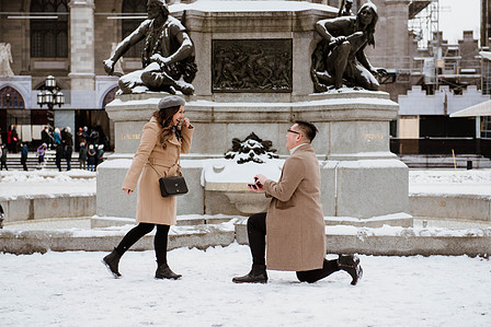 Montreal surprise marriage proposal photographer; Notre Dame Basilica surprise proposal; Old Montreal surprise proposal photographer; Rachel and Justin's Montreal surprise proposal photographer; She said yes; Winter surprise proposal Montreal