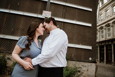 Old Montreal Engagement Photo, Montreal Engagement Photo, Montreal Pre-Wedding photographer, Montreal wedding Photographer, Danielle and Andrew's MTL engagement photographer, Tommy Cafe Montreal, Le Petit Dep Montreal