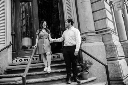 Old Montreal Engagement Photo, Montreal Engagement Photo, Montreal Pre-Wedding photographer, Montreal wedding Photographer, Danielle and Andrew's MTL engagement photographer, Tommy Cafe Montreal, Le Petit Dep Montreal