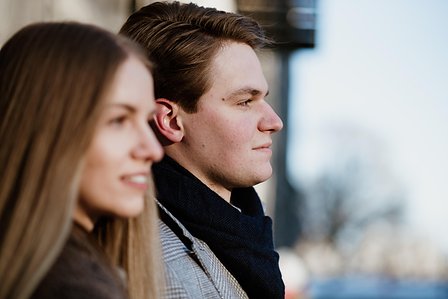 Montreal Engagement Photographer; Ferris Wheel Montreal portrait photo; Lucille and Max's winter engagement shoot; Montreal Pre-Wedding photographer; Old Montreal engagement photo session; Dog child