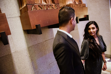 Montreal surprise marriage proposal photographer; Montreal wedding Photographer; Saint Joseph's Oratory surprise proposal; Kay and Gopi's Montreal surprise proposal photographer; Surprise proposal photo in Montreal; Winter surprise proposal