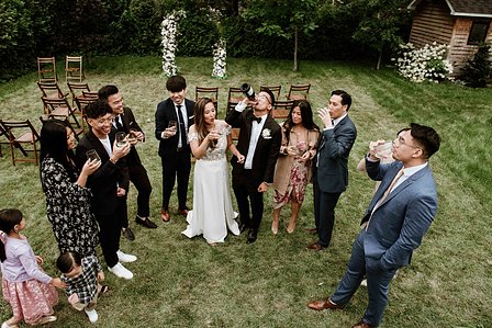 Montreal wedding Photographer; Montreal wedding photo; Carrie Ma officiant; Charlotte Flannery MUA hair stylist; FSEV wedding officiant; Jamie and Newton's wedding; John KOO Photography; Kristina Chan desserts; Longueuil wedding; Oxide design florist