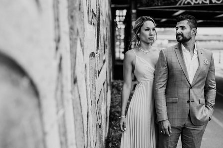 Wedding photographer in Montreal, prewedding engagement photographer, Basin Peel Montreal, Urban couple’s portrait session