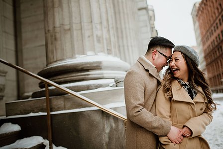 Montreal surprise marriage proposal photographer; Notre Dame Basilica surprise proposal; Old Montreal surprise proposal photographer; Rachel and Justin's Montreal surprise proposal photographer; She said yes; Winter surprise proposal Montreal