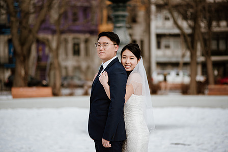 Montreal prewedding photographer, Montreal winter engagement photographer, wedding portraits, engagement photos