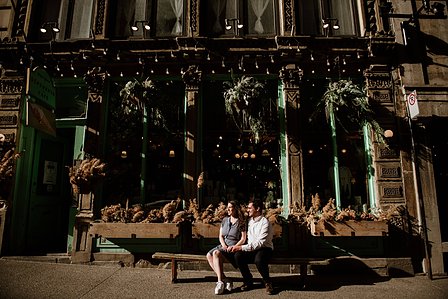 Old Montreal Engagement Photo, Montreal Engagement Photo, Montreal Pre-Wedding photographer, Montreal wedding Photographer, Danielle and Andrew's MTL engagement photographer, Tommy Cafe Montreal, Le Petit Dep Montreal