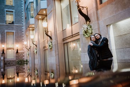 Montreal surprise proposal photographer, LGBTQ+ surprise proposal in Montreal, Old Montreal surprise proposal, destination surprise proposal, World trade centre proposal