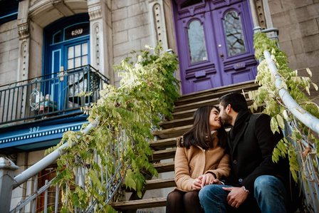 Carré Saint-Louis marriage proposal photo; Komal and Vishal's surprise proposal; Montreal surprise photographer; Plateau Mont-Royal surprise proposal; Square Saint-Louis surprise proposal photo