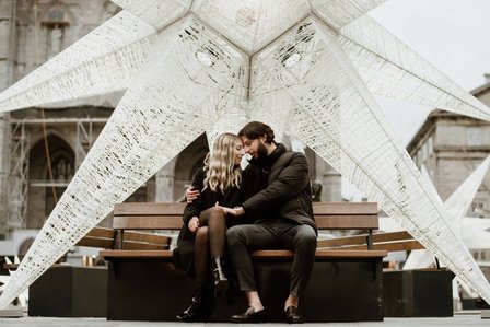 Montreal couple's anniversary portrait photoshoot, High school sweethearts photography, Montreal Portrait photographer, Old Montreal photo session