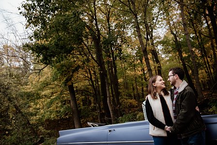 Montreal wedding Photographer; 1969 Cadillac Deville Convertible; Colourful leaves Montreal; Fall Autumn photo shoot; Jewish wedding Montreal; John KOO Photography; Montreal Jewish engagement photographer; Montreal Pre-Wedding photographer; Throwback Tour