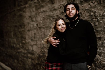 Montreal couple's anniversary portrait photoshoot, High school sweethearts photography, Montreal Portrait photographer, Old Montreal photo session