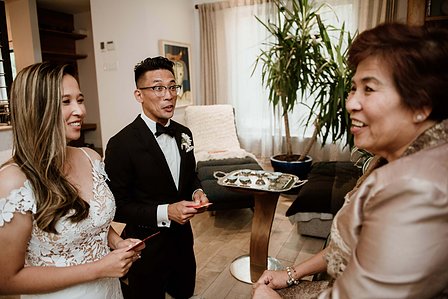Montreal wedding Photographer; Montreal wedding photo; Carrie Ma officiant; Charlotte Flannery MUA hair stylist; FSEV wedding officiant; Jamie and Newton's wedding; John KOO Photography; Kristina Chan desserts; Longueuil wedding; Oxide design florist