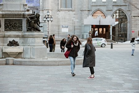 Montreal surprise proposal photographer, LGBTQ+ surprise proposal in Montreal, Old Montreal surprise proposal, destination surprise proposal, World trade centre proposal