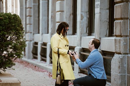 Montreal Surprise proposal photographer, Old Montreal Surprise Proposal, Matt and Jackie's Montreal surprise proposal, Montreal Engagement Photographer