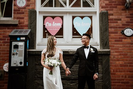 Montreal wedding Photographer; Montreal wedding photo; Carrie Ma officiant; Charlotte Flannery MUA hair stylist; FSEV wedding officiant; Jamie and Newton's wedding; John KOO Photography; Kristina Chan desserts; Longueuil wedding; Oxide design florist