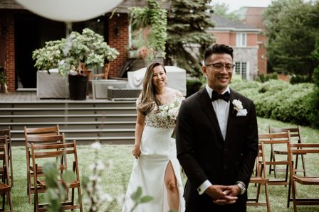 Montreal wedding Photographer; Montreal wedding photo; Carrie Ma officiant; Charlotte Flannery MUA hair stylist; FSEV wedding officiant; Jamie and Newton's wedding; John KOO Photography; Kristina Chan desserts; Longueuil wedding; Oxide design florist